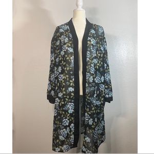 Black and Blue Floral Speed Limit MPH Kimono